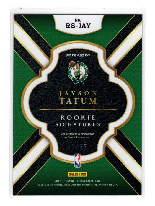 2017-18 Panini Select Jayson Tatum #RS-JAY Neon Green Prizm RC Rookie Auto /65