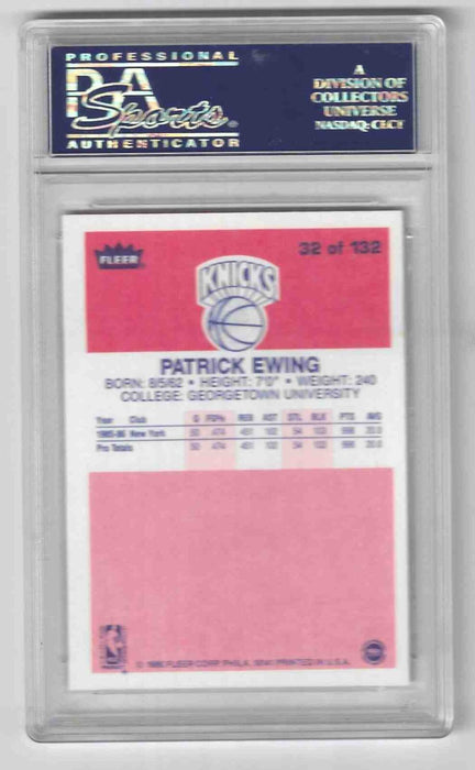 1986 Fleer Patrick Ewing #32 RC Rookie PSA 8