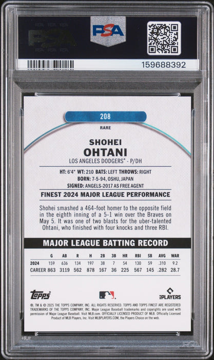 2025 Topps Finest Shohei Ohtani #208 Blue Checkerboard /49 PSA 10