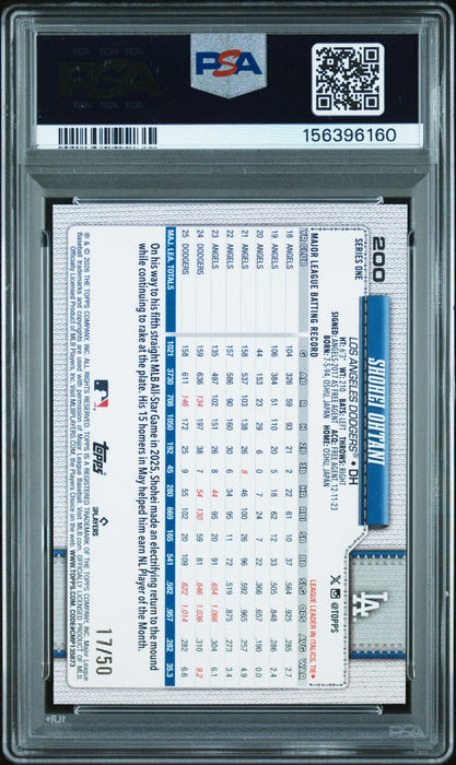 2026 Topps Series 1 Shohei Ohtani Flowers #200 /50 PSA 9