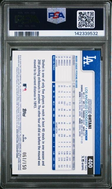 2025 Topps Shohei Ohtani #400 Blue Rainbow Foil /150 SP PSA 9 MINT