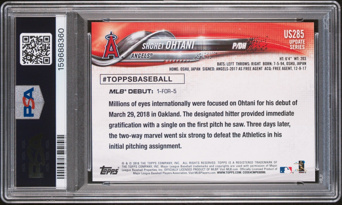 2018 Topps Update Shohei Ohtani #US285 RC Rookie PSA 10