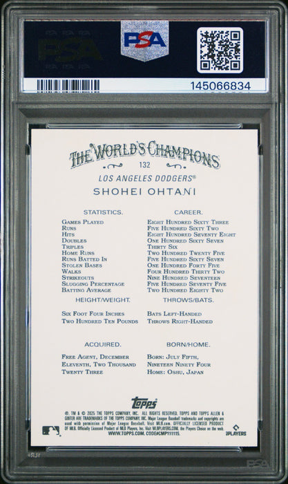 2025 Topps Allen & Ginter Shohei Ohtani #132 Gold Foil Filigree /50 PSA 10