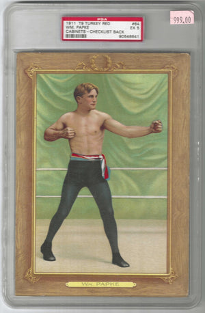 1911 T9 Turkey Red WM Papke #64 Cabinets Checklist Back PSA 5 EX