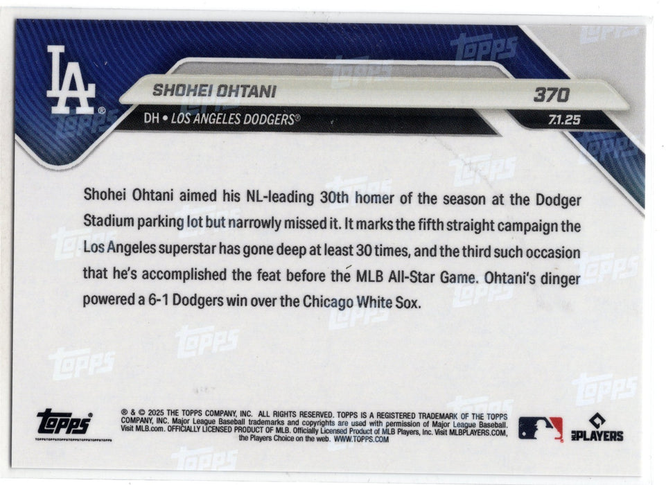 2025 Topps Now Shohei Ohtani #370 Red Foil /5 SSP