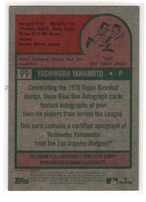 2024 Topps Heritage Yoshinobu Yamamoto #ROA-YY Real One Autograph RC Rookie