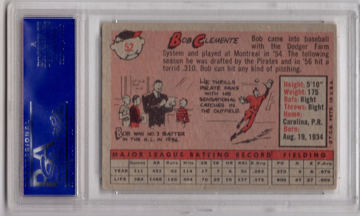 1958 Topps Bob Clemente #52 White TM. Letters PSA 4
