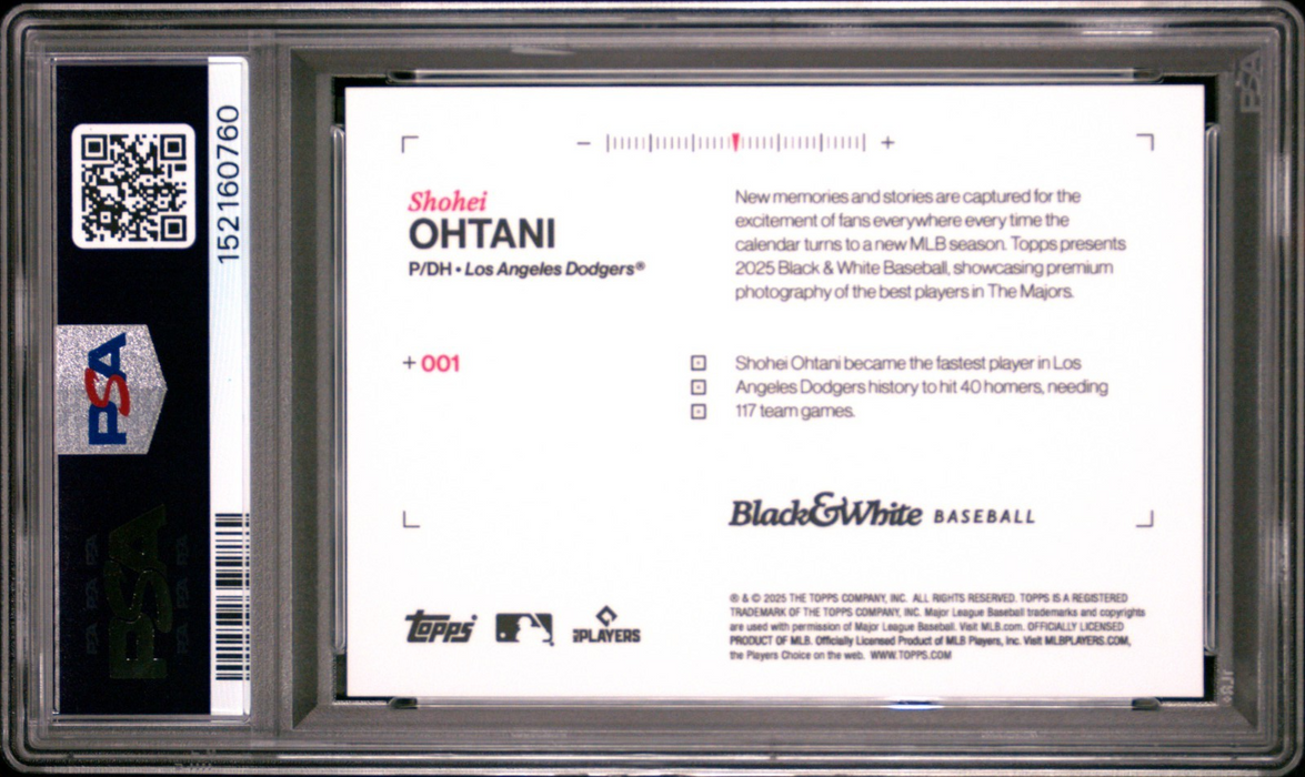 2025 Topps Black & White Shohei Ohtani #1 Green /99 PSA 10