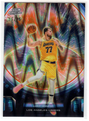 2025-26 Topps Cosmic Chrome Luka Doncic Re-Entry Orange Galactic Refractor /25