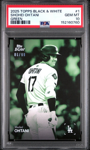 2025 Topps Black & White Shohei Ohtani #1 Green /99 PSA 10