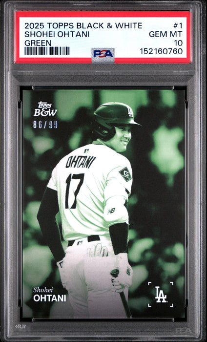2025 Topps Black & White Shohei Ohtani #1 Green /99 PSA 10
