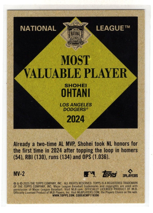 2025 Topps Update Shohei Ohtani #MV-2 2024 Most Valuable Player Red Foil /5 SSP