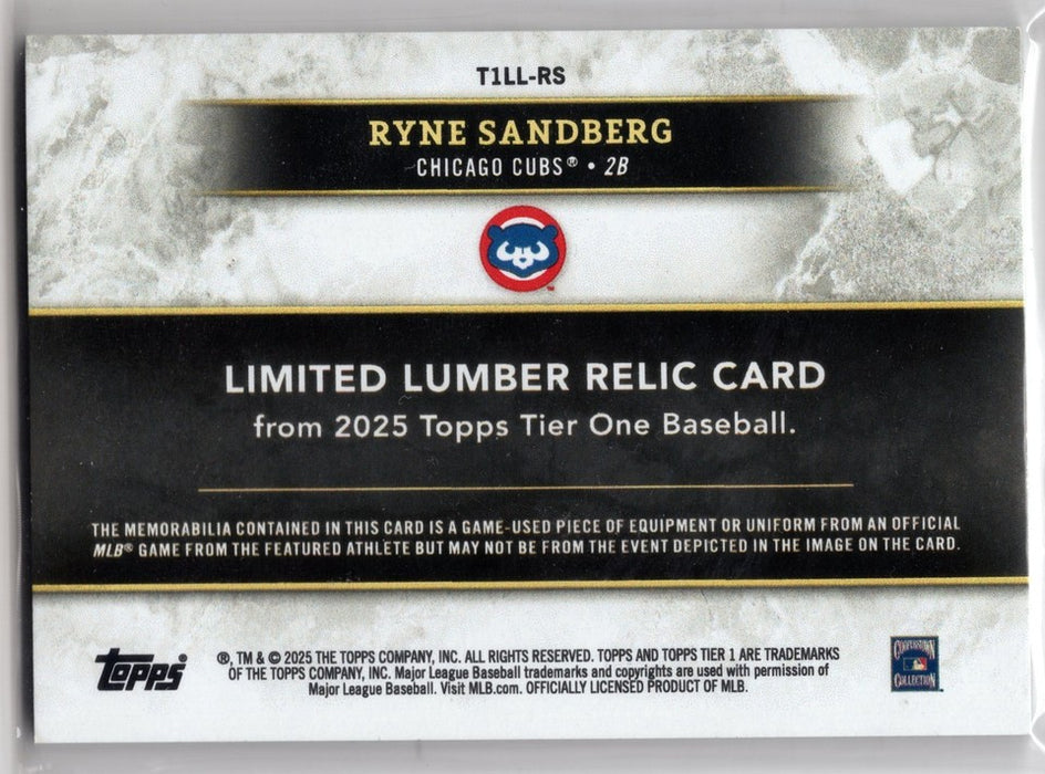 2025 Topps Tier 1 Ryne Sandberg #T1LL-RS GU Game-Used Limited Lumber Relic 1/1