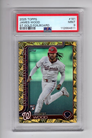 2025 Topps James Wood #181 St Gold Foilboard RC Rookie /50 SSP PSA 9 MINT