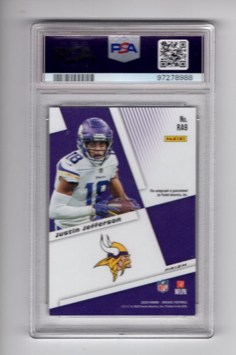 2020 Panini Mosaic Justin Jefferson #RA9 Prizm RC Rookie Auto PSA 9 MINT