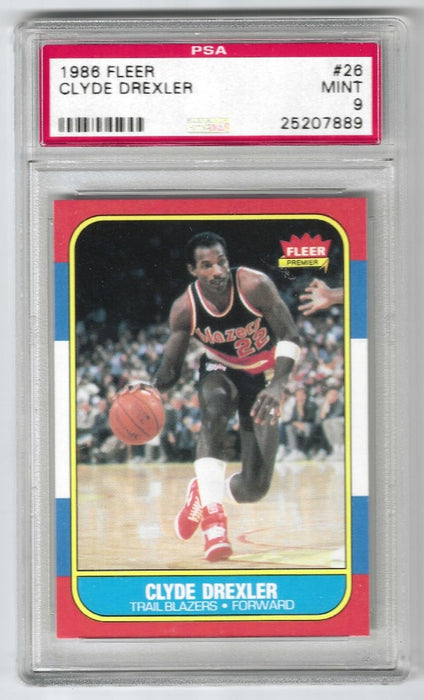 1986 Fleer Clyde Drexler #26 PSA 9 MINT