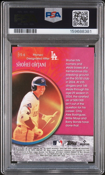 2025 Topps Chrome Update Shohei Ohtani #6 Fortune 15 Black Refractor /10 SSP PSA 10