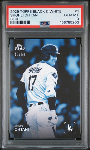 2025 Topps Black & White Shohei Ohtani #1 Blue /50 SSP PSA 10