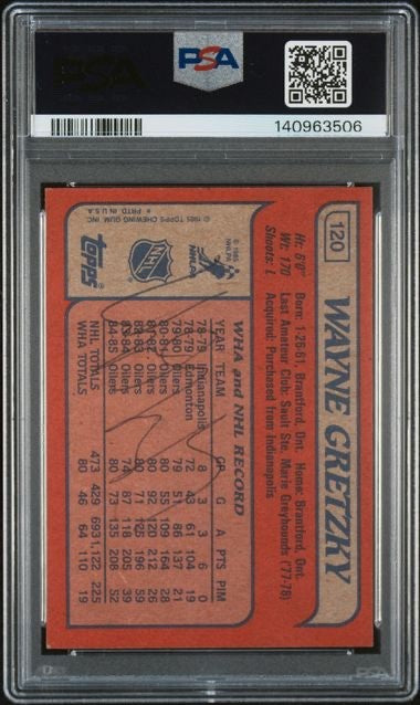 1985 Topps Wayne Gretzky #120 PSA/DNA Cert Auto 8