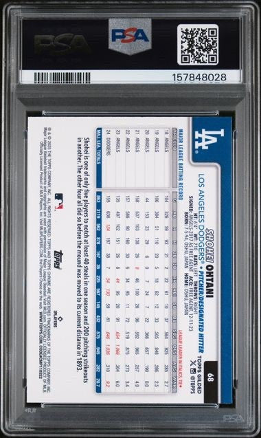 2025 Topps Gilded Shohei Ohtani #68 Gold Wave Refractor /75 SP PSA 9