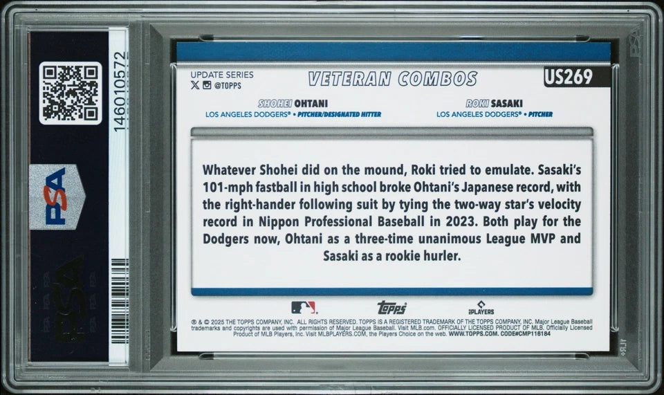 2025 Topps Update Shohei Ohtani Roki Sasaki #269 True Photo Veteran Combos PSA 9