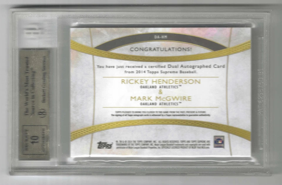 2014 Topps Supreme Rickey Henderson Mark McGwire II #DA-HM Dual Auto /25 BGS 9.5