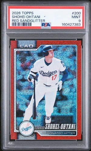 2026 Topps Series 1 Shohei Ohtani #200 Red Sandglitter Foil /5 SSP PSA 9